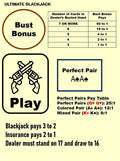 Blackjack Mat A4 - Side Bets (Bust Bonus, Perfect Pair) - Waterproof