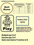 Blackjack Mat A4 - Side Bets (Bust Bonus, Perfect Pair) - Waterproof