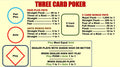 Three Card Poker Laminated Mat A4 - Pair Plus & 6 Card Bonus