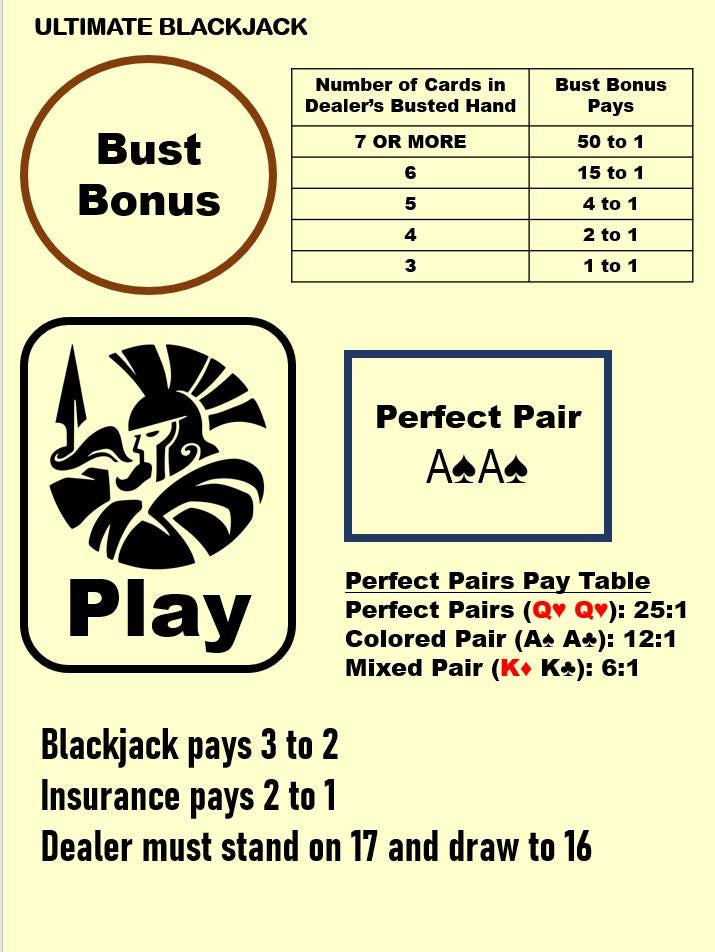 Waterproof Blackjack Mat A4 – Side Bets, Home Casino