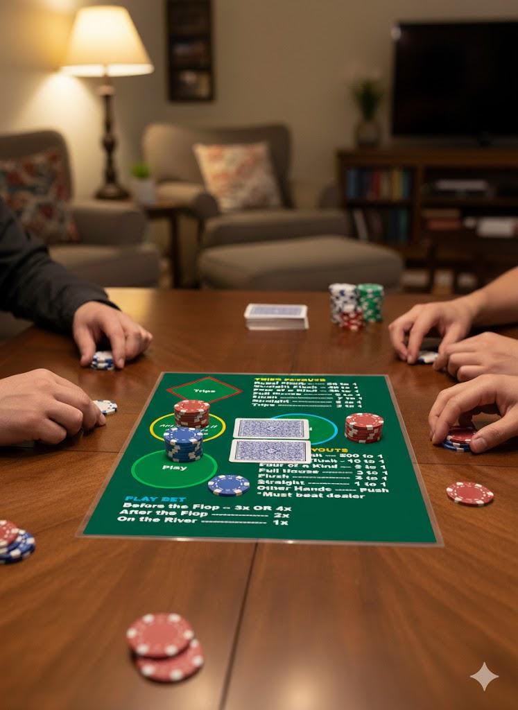 Ultimate Texas Hold'em Casino Layout (A4) - Durable Home Game Mat - Waterproof