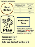 Blackjack Mat A4 - Side Bets (Bust Bonus, Perfect Pair) - Waterproof