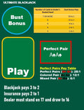 Blackjack Mat A4 - Side Bets (Bust Bonus, Perfect Pair) - Waterproof