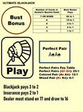 Blackjack Mat A4 - Side Bets (Bust Bonus, Perfect Pair) - Waterproof