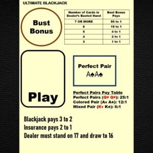 Waterproof Blackjack Mat A4 – Side Bets, Bust Bonus, Perfect Pair