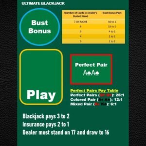 Blackjack Mat A4 - Side Bets (Bust Bonus, Perfect Pair) - Waterproof