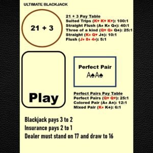 Waterproof Blackjack Mat A4: Side Bets, Home Game