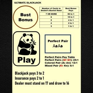 Waterproof Blackjack Mat A4 – Side Bets, Bust Bonus