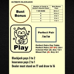Waterproof Blackjack Mat A4 – Side Bets, Bust Bonus