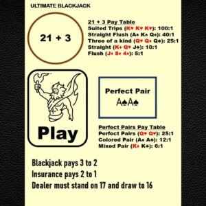 Waterproof Blackjack Mat A4 – Side Bets 21+3 & Perfect Pair