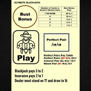 Waterproof A4 Blackjack Mat – Side Bets, Bust Bonus, Perfect Pair
