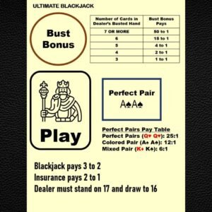 Waterproof Blackjack Mat A4 – Side Bets, Bust Bonus