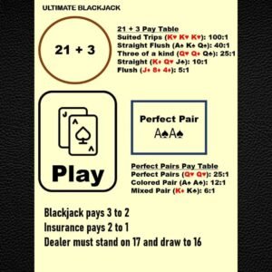 Laminated Blackjack Mat – Casino Layout with Side Bets (A4)